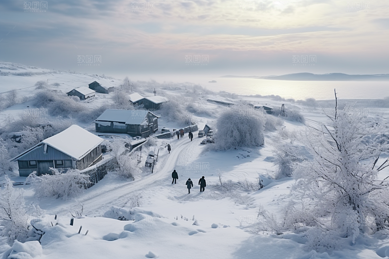 东北雪乡雪景旅游素材