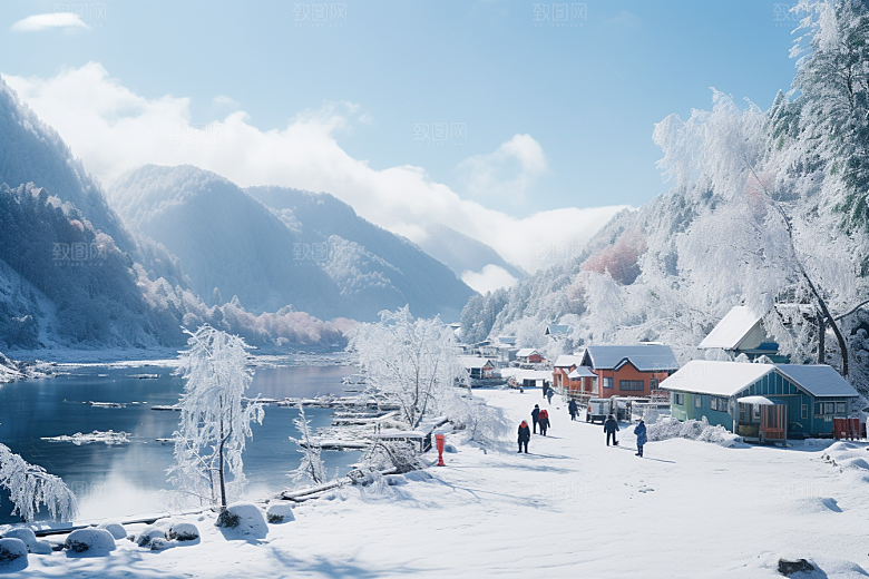 东北雪乡哈尔滨大雪素材