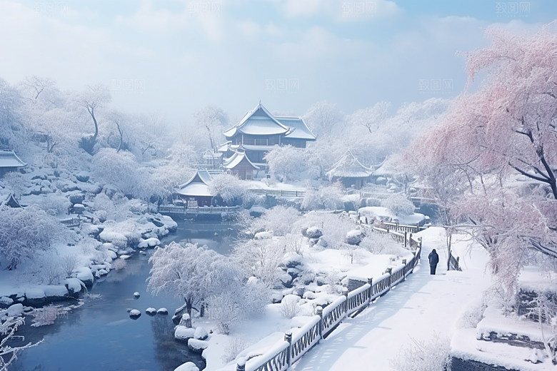 东北雪乡景区高清素材