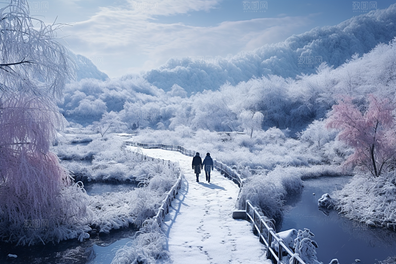 东北雪乡风光大雪素材