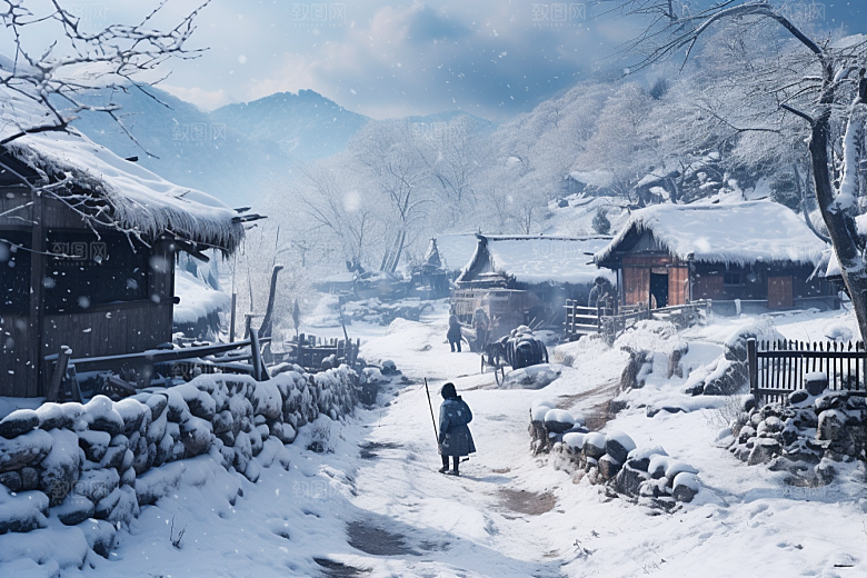 东北雪乡风光大雪素材