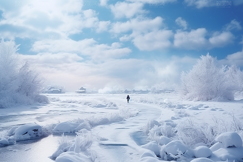 东北雪乡风光雪景素材