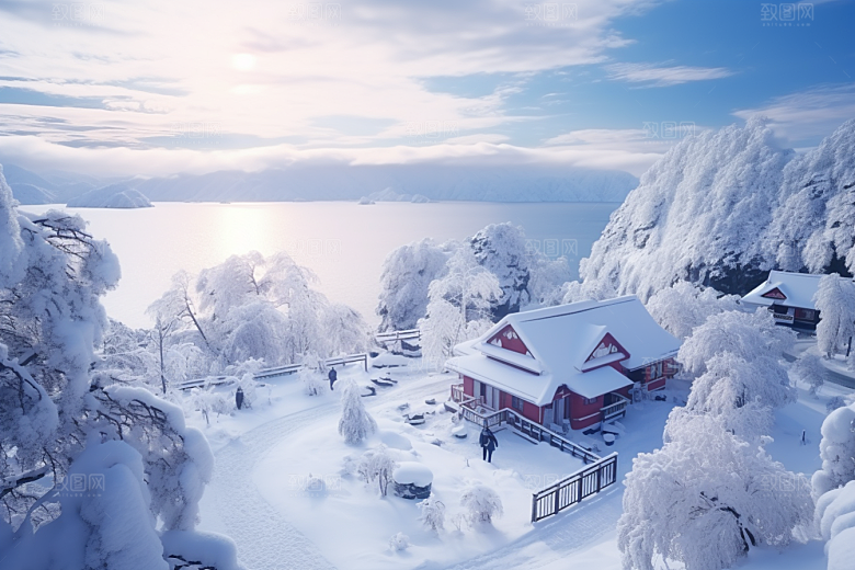 东北雪乡风光雪景素材