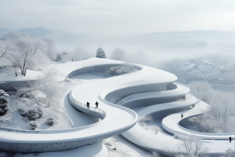 东北雪乡景区高清素材