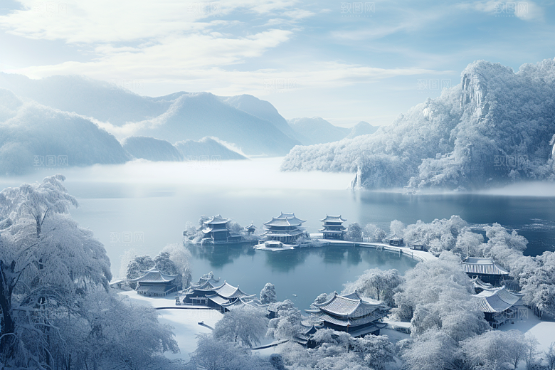 东北雪乡大雪雪景素材