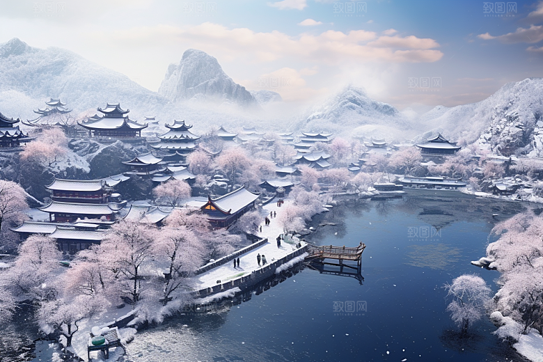 东北雪乡风光景区素材