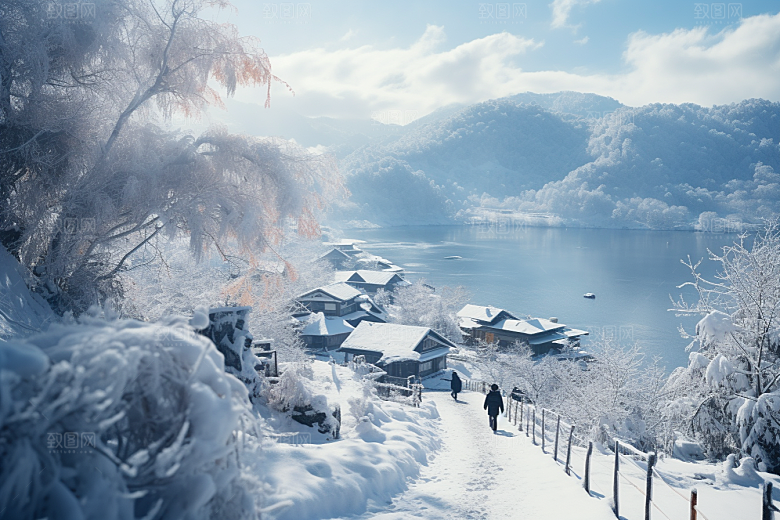 东北雪乡雪景风光素材