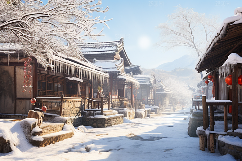 东北雪乡景区北方素材