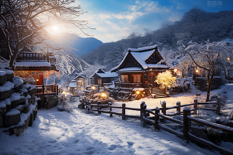 东北雪乡大雪景区素材