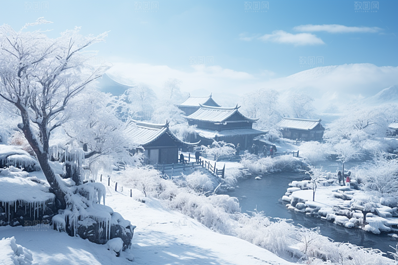 东北雪乡旅游雪景素材