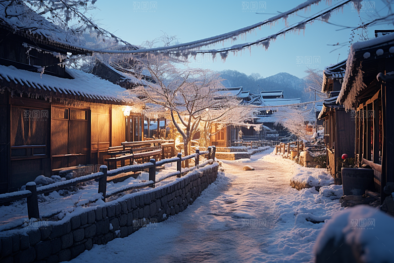 东北雪乡景区雪景素材