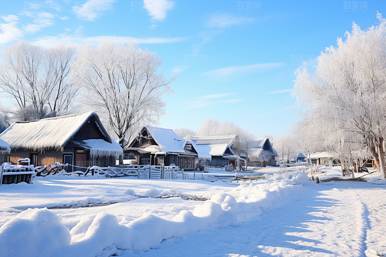 东北雪乡景区北方素材