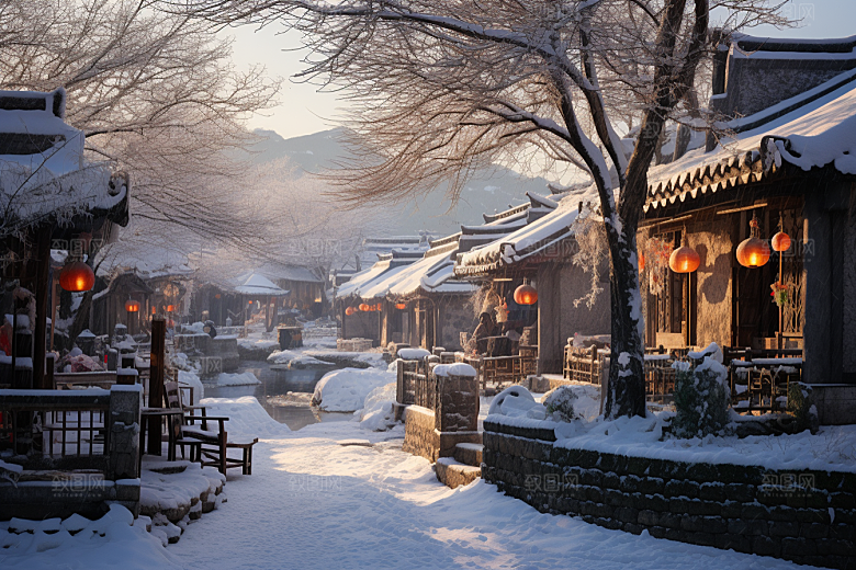 东北雪乡风光雪景素材
