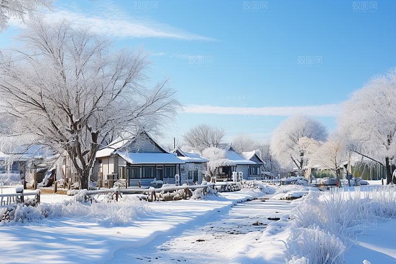 东北雪乡大雪风光素材