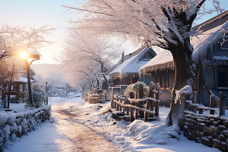东北雪乡风光雪景素材