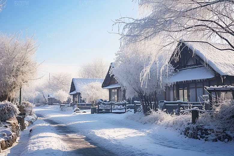 东北雪乡风光景区素材