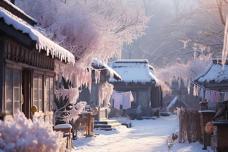 东北雪乡雪景风光素材