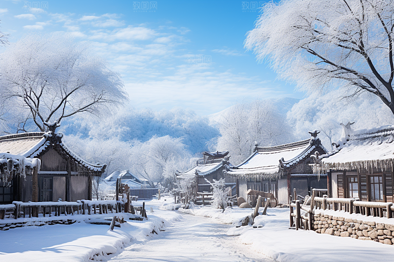 东北雪乡风光高清素材