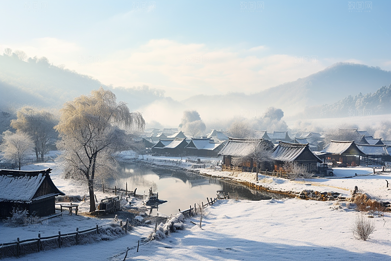 东北雪乡哈尔滨雪景素材