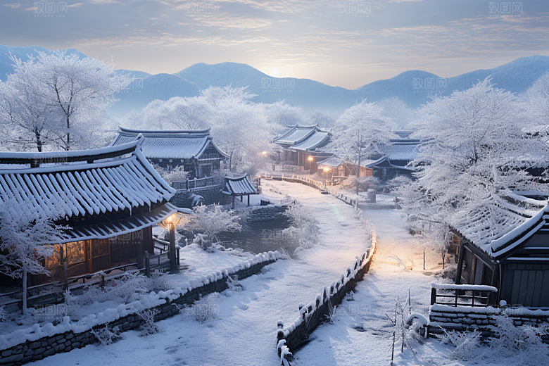 东北雪乡风光景区素材