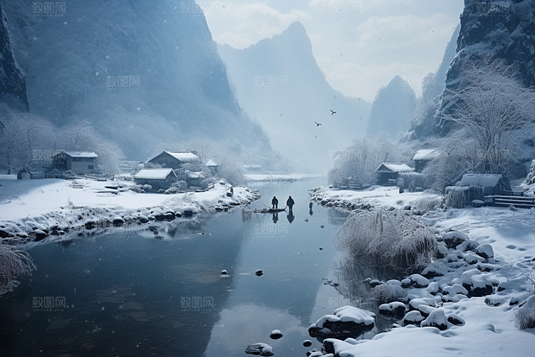 东北雪乡景区高清素材