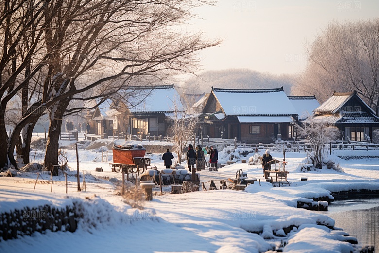 东北雪乡风光雪景素材