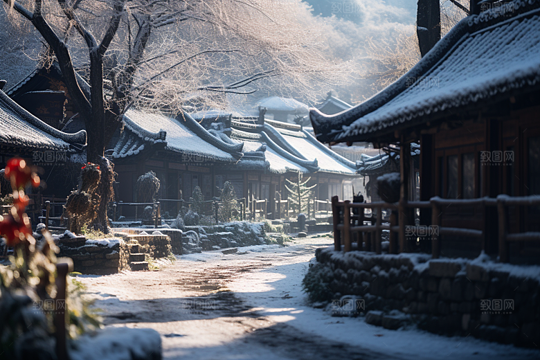东北雪乡雪景风光素材
