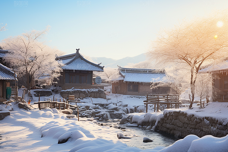东北雪乡高清北方素材