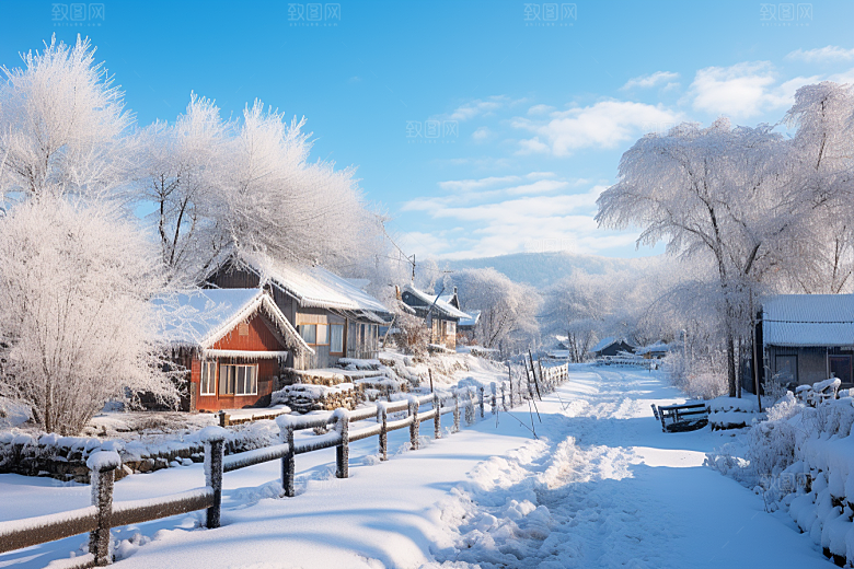 东北雪乡高清雪景素材