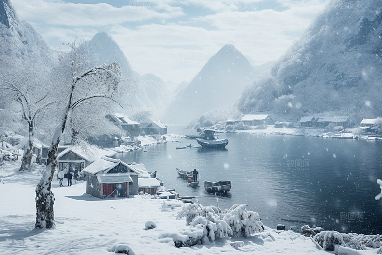 东北雪乡高清北方素材
