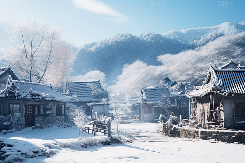 东北雪乡高清北方素材