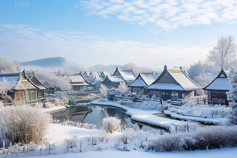 东北雪乡雪景大雪素材