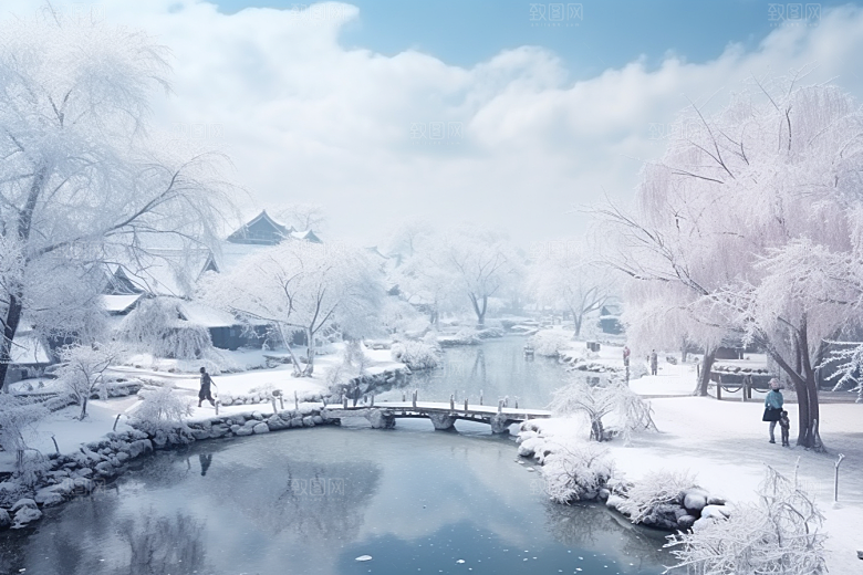 东北雪乡风光雪景素材