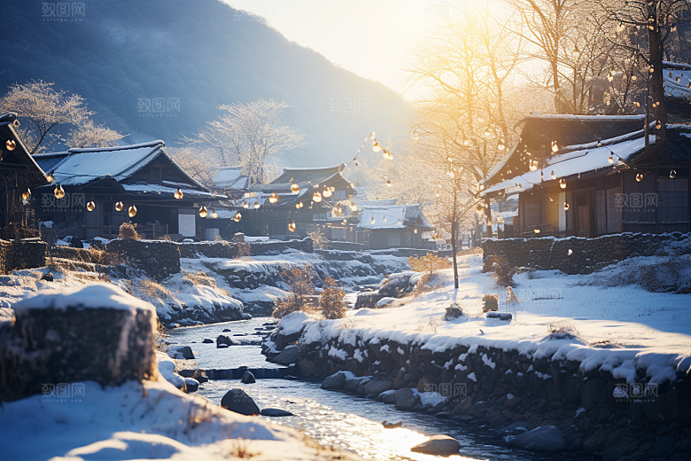 东北雪乡雪景北方素材