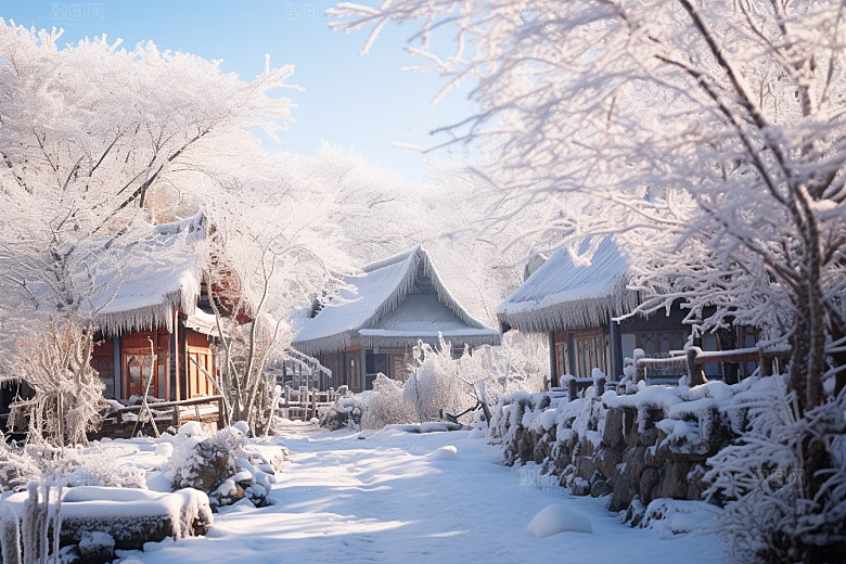 东北雪乡哈尔滨大雪素材