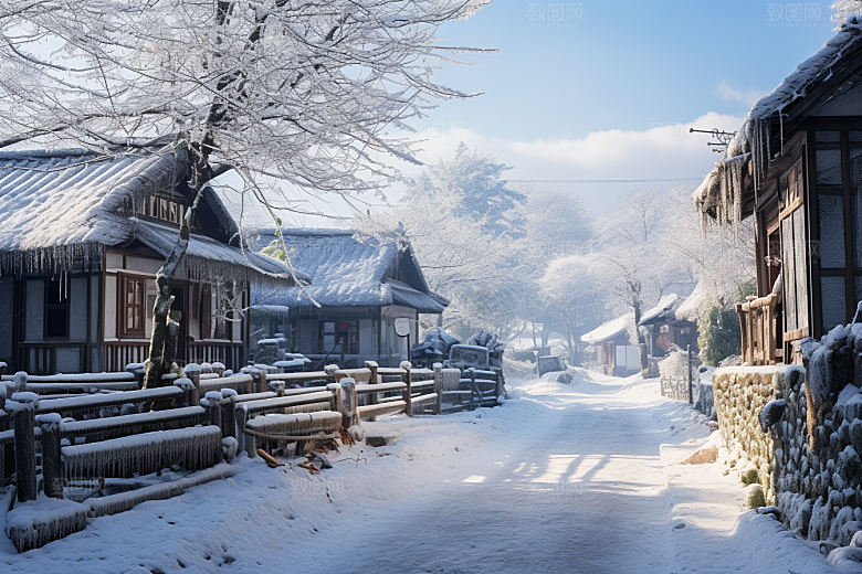 东北雪乡雪景风光素材