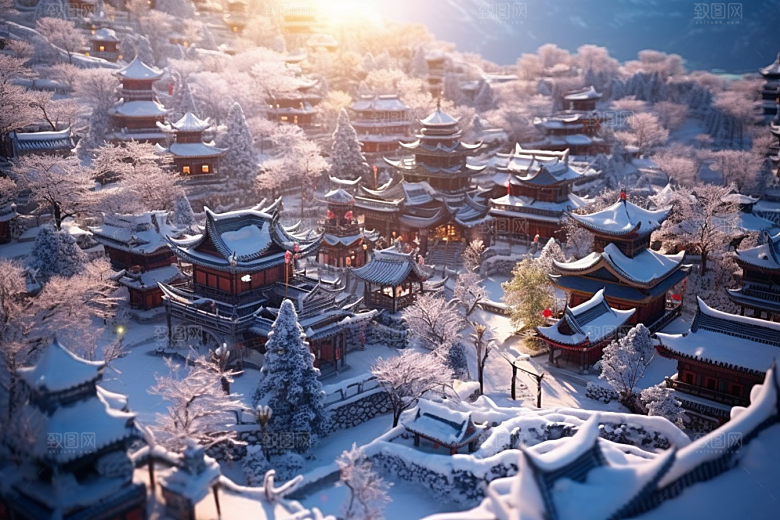 东北雪乡雪景北方素材