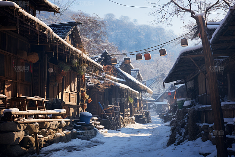 东北雪乡风光雪景素材