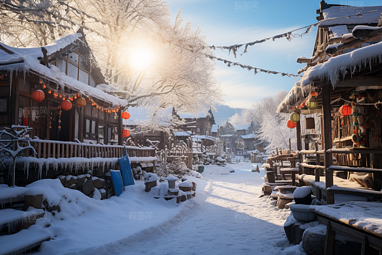 东北雪乡景区北方素材