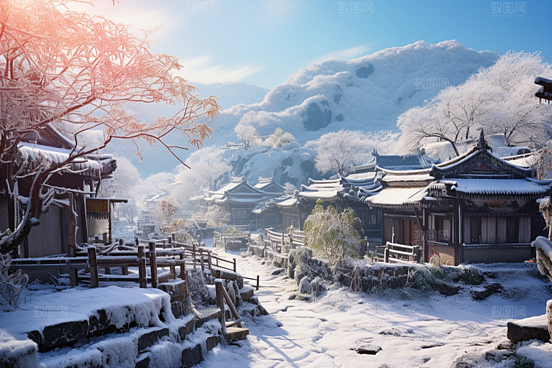 东北雪乡大雪景区素材
