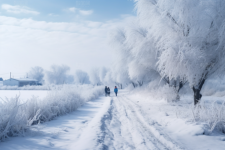 东北雪乡雪景高清素材