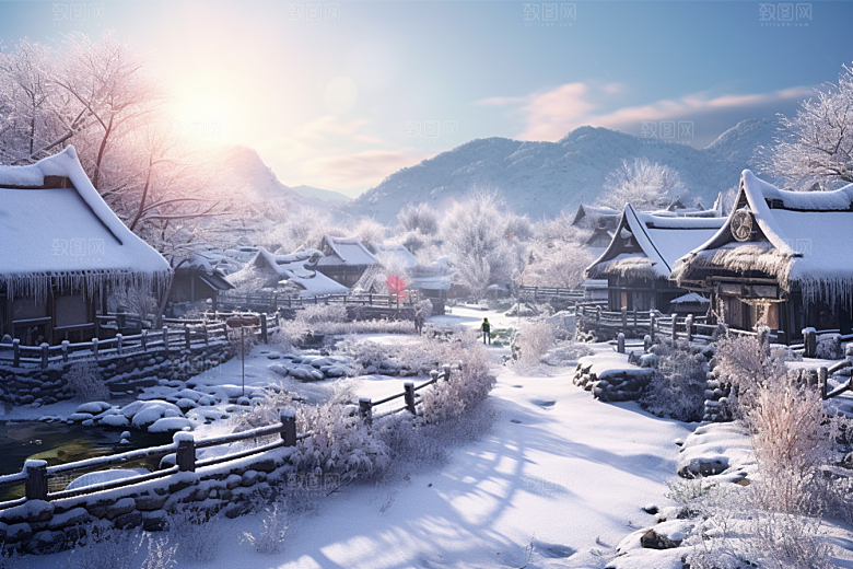东北雪乡北方雪景素材