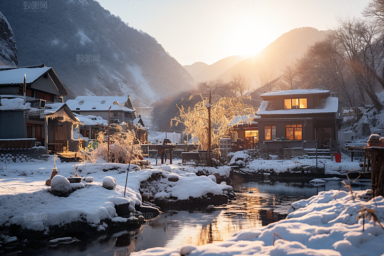 东北雪乡雪景大雪素材