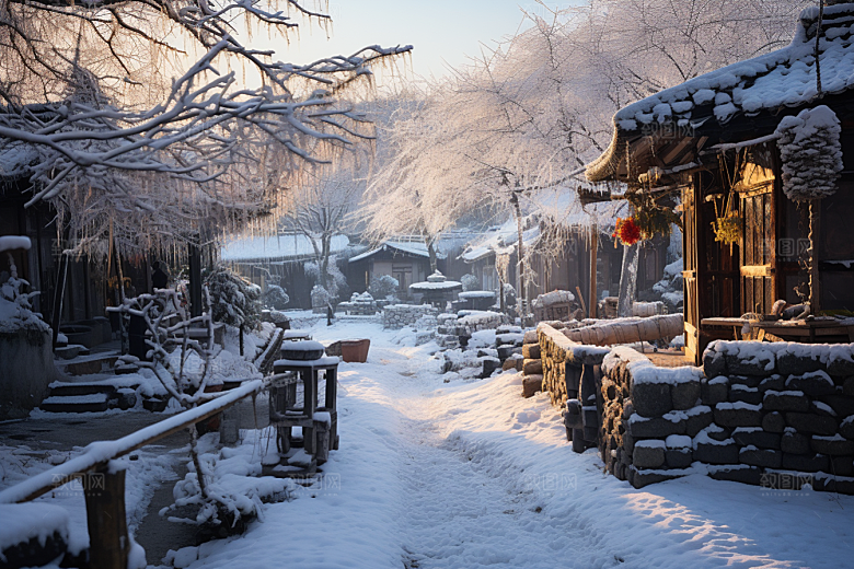 东北雪乡旅游雪景素材