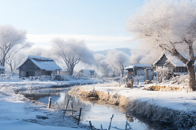 东北雪乡旅游雪景素材