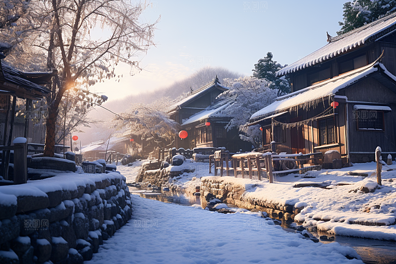东北雪乡大雪雪景素材