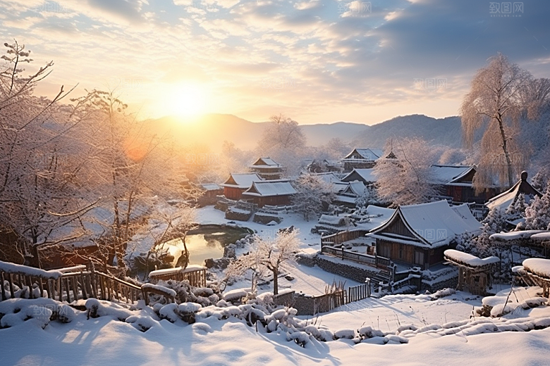 东北雪乡风光大雪素材