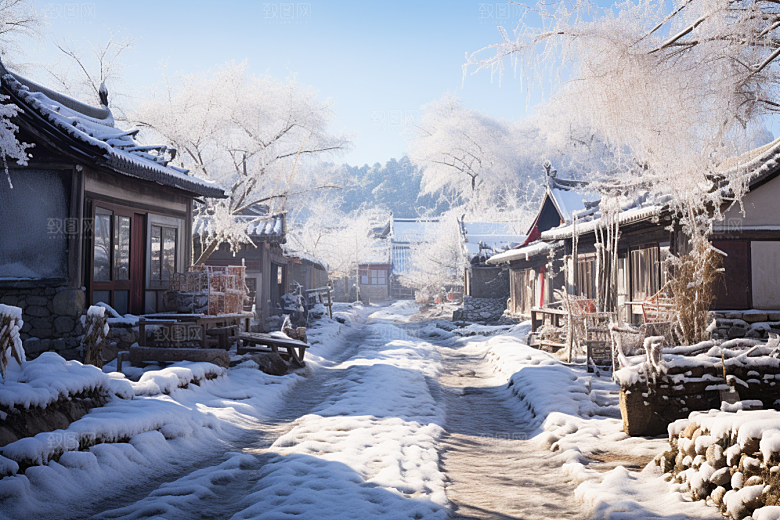 东北雪乡景区雪景素材
