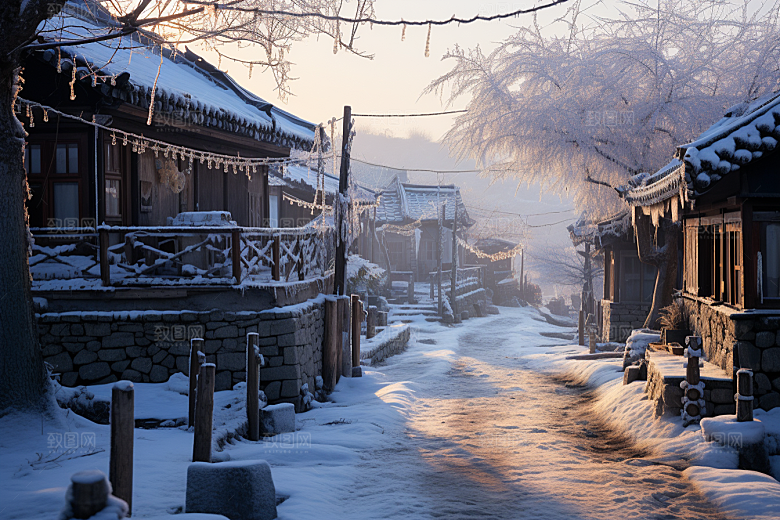 东北雪乡大雪雪景素材