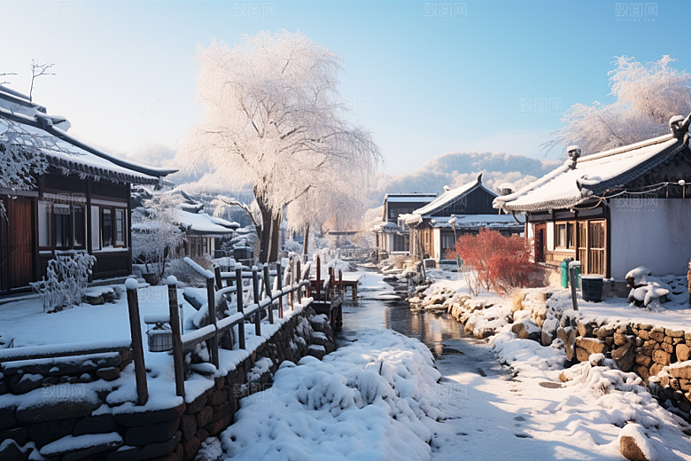 东北雪乡雪景风光素材